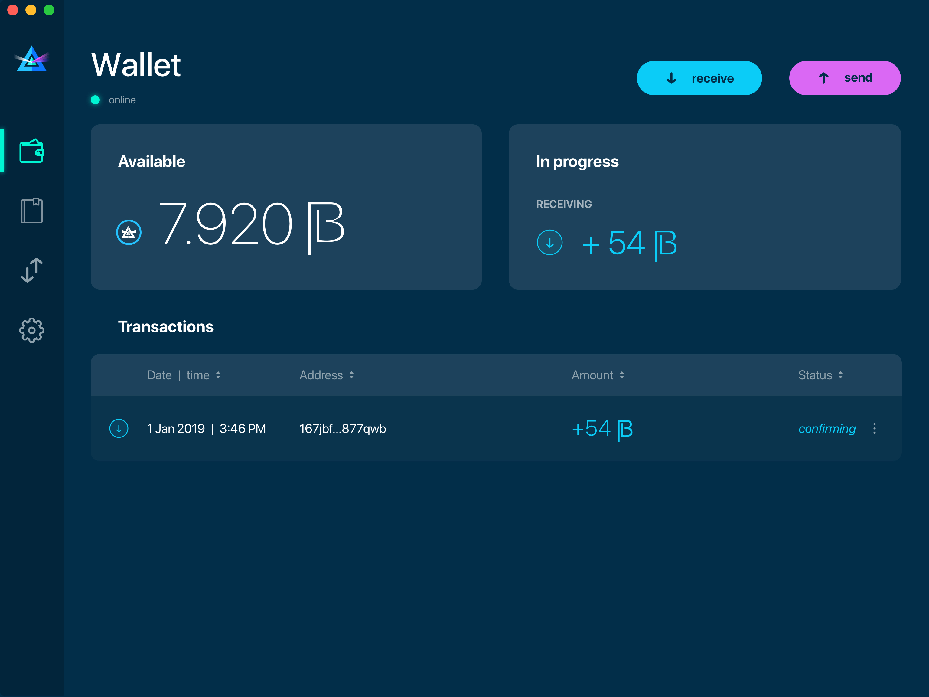 Incoming transaction