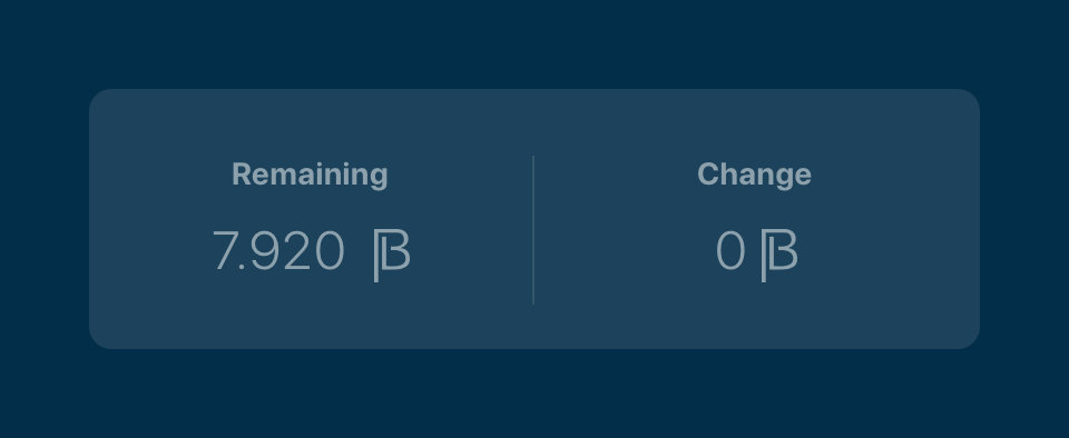 Send BEAM change and remaining amounts