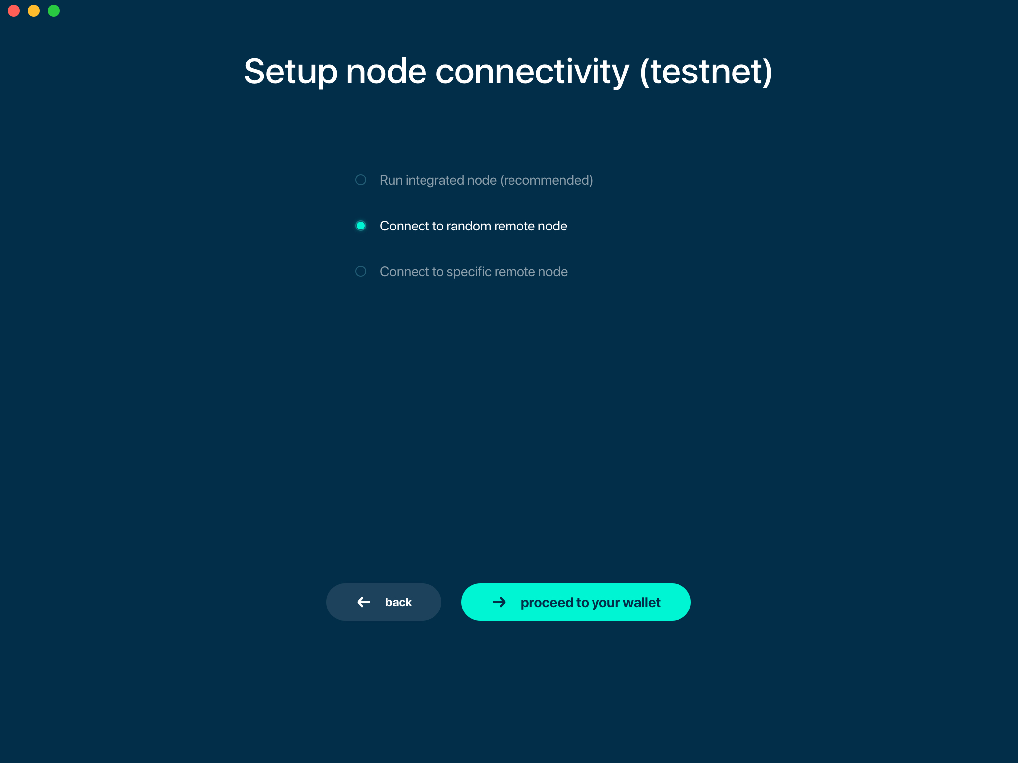 Start wallet with random mode
